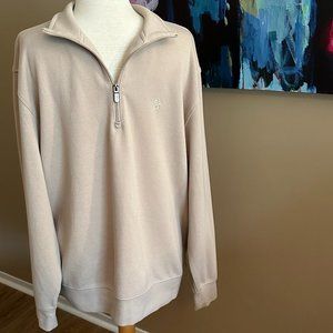 EUC Izod Men's Cream 1/4 Zip Long-Sleeve Shirt Size Large